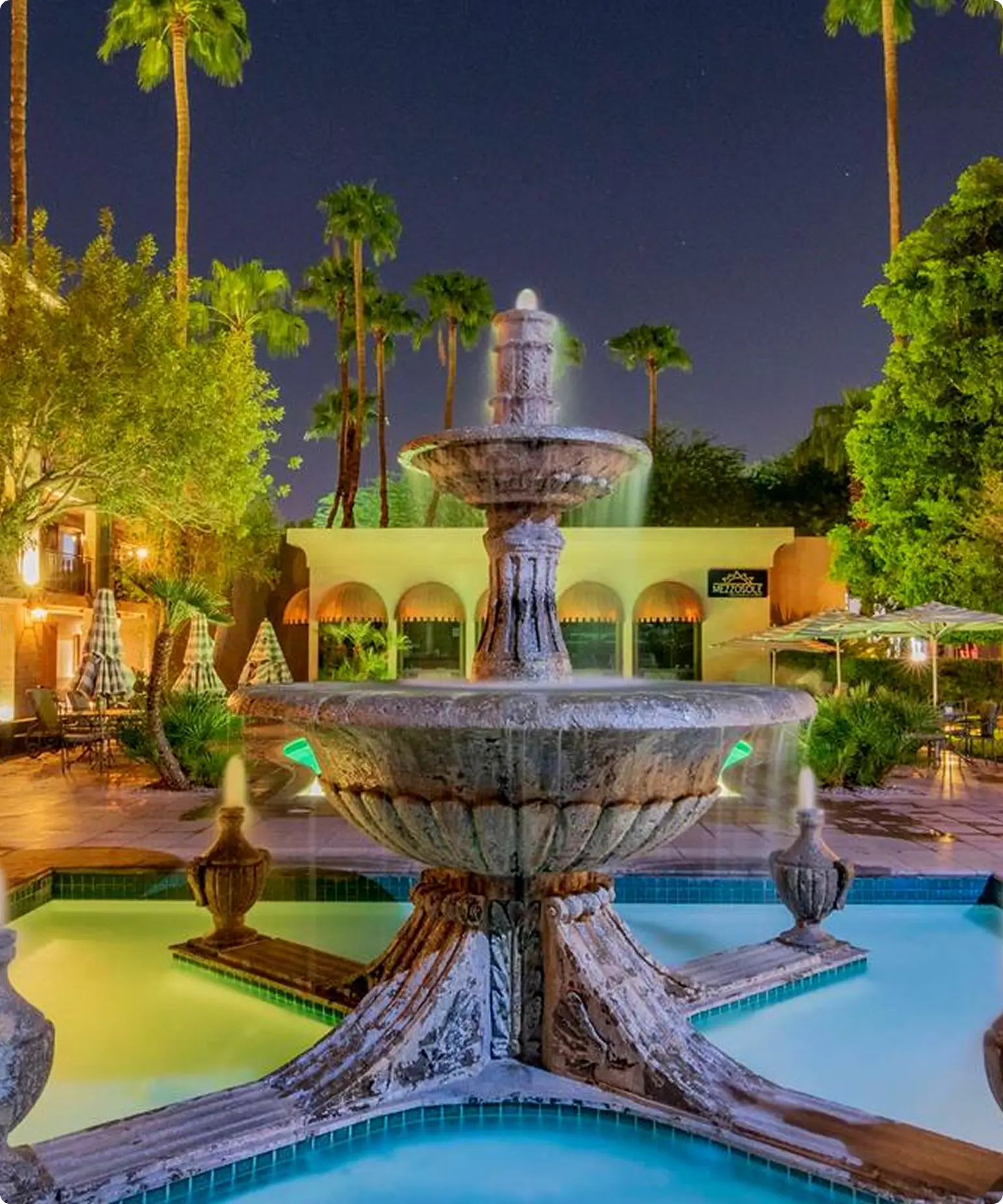 Water fountain at night